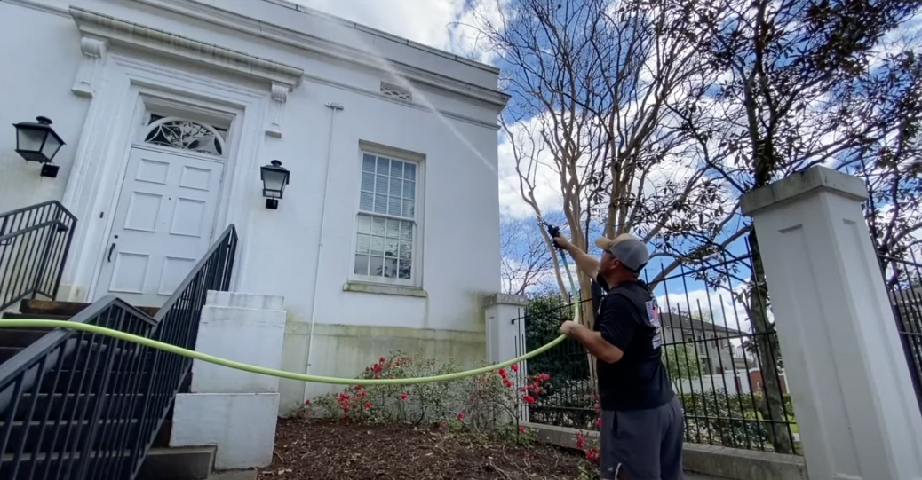 Pressure Washing the Governor's Mansion in Baton Rouge, LA
